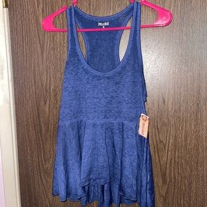 Mudd brand size medium, navy blue color tank top. Flares at the bottom